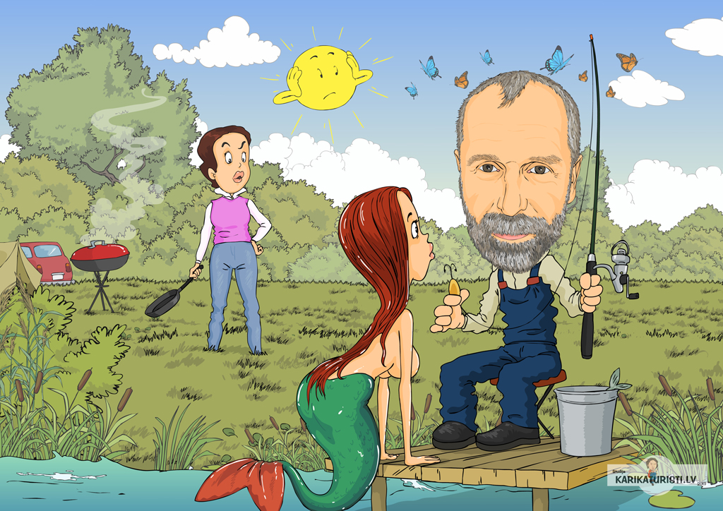 karikatūra pidžama rīts mosties kafija bārda āmurs spilvens pamošanās