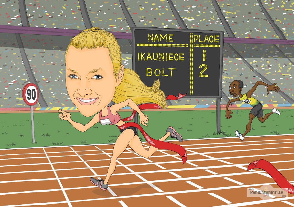 Bolt karikatūra skrējējs skrējiens skrējiens posms konkurence mērķis uzvara pirmais ceļazīme triumfs
